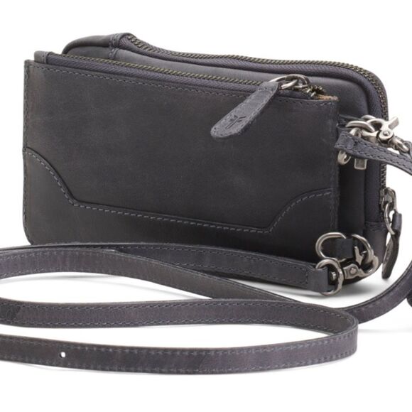 FRYE Gray Distressed Leather Melissa 3-in-1 Pouch Purse Sanitizer Crossbody Bag - Picture 7 of 16